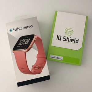 Rose Gold Fitbit Versa ft. Protection + White Band